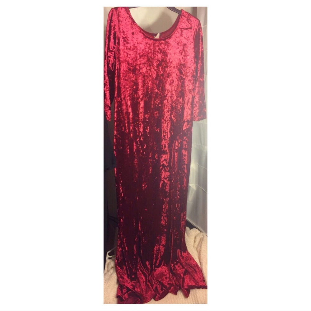 Red Velvet Mermaid Dress - Petite